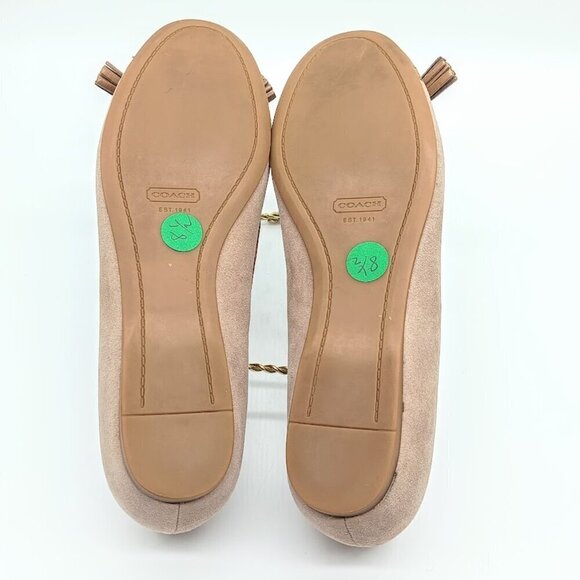 Coach Concetta Tan Bow Suede Leather Ballet Flats - Size 8.5 - Picture 6 of 8